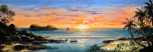 Sunrise at Palm Cove, Far North Queensland, Australia, Ian Stephens Fine Art, Birdlife, sunset over ocean, Double Island, Scouts Hat, Palm trees