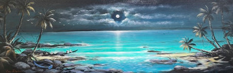 Blue Boat in the Moonlight