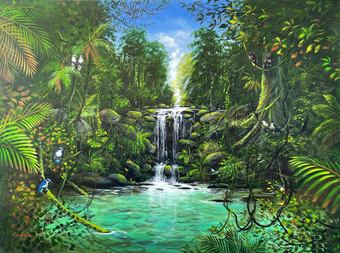 Ian Stephens, Famous Australian Artist, Palm Cove Local Artist, Village Gallery, Ian Stephens Fine Art, Greenwing Pigeons, Australian Flora and Fauna, Mossman Gorge, Cape Tribulation, Tropical Far North Queensland, Great Barrier Reef, Daintree River, Daintree Rainforest, 