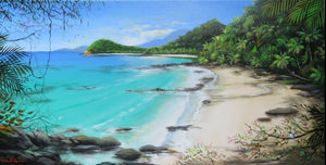 Ian Stephens Original Acrylic Painting 400 x1200mm - Kingfishers North of Cape Tribulation 