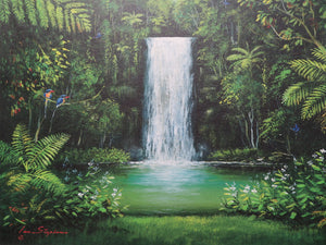 Ian Stephens - Rainbow Lorikeets by the Milla Milla Falls - Print on Canvas