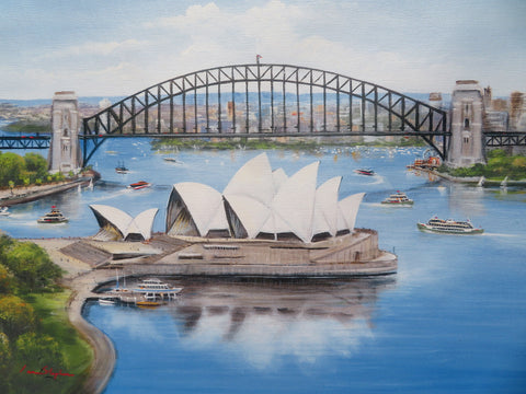 Ian Stephens - Sydney Opera House and Harbour Bridge - Print on Canvas